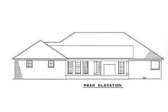 Traditional style home design, rear elevation