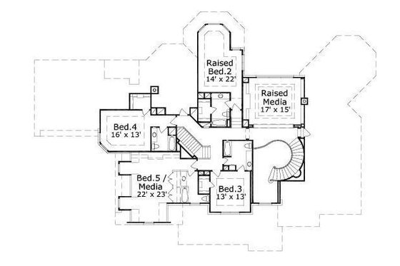 Floor Plan - Upper Floor for European House Plan #411-294 - 4 bed, 4.5 bath
