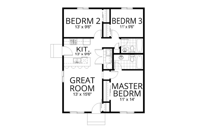 Architectural House Design - Floor Plan - Main Floor for Craftsman House Plan #112-294 - 3 bed, 2 bath