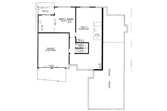Floor Plan - Lower Floor House Plan #303-170 - 2 bed, 1 bath