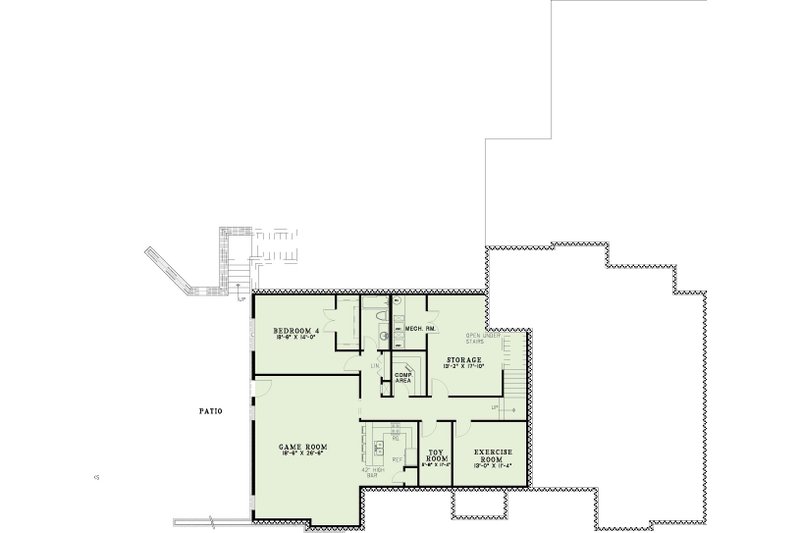 House Blueprint - Floor Plan - Lower Floor for Traditional House Plan #17-1014 - 4 bed, 4.5 bath