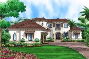 Mediterranean Exterior - Front Elevation Plan #27-537