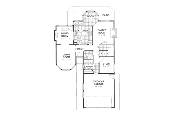 Floor Plan - Main Floor for Traditional House Plan #18-9080 - 3 bed, 2.5 bath