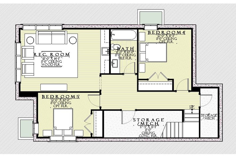 House Blueprint - Floor Plan - Lower Floor for Farmhouse House Plan #901-154 - 5 bed, 3.5 bath