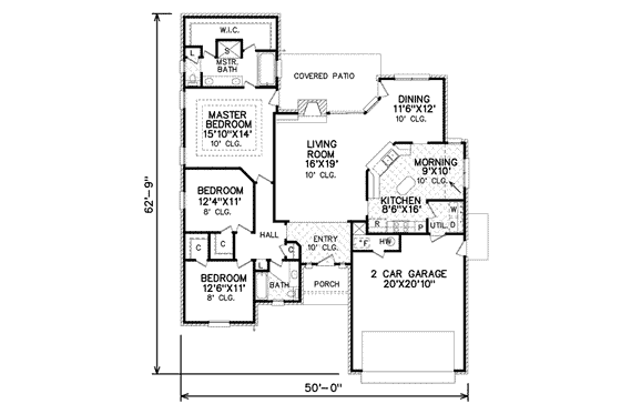 Floor Plan - Main Floor for Traditional House Plan #65-472 - 3 bed, 2 bath