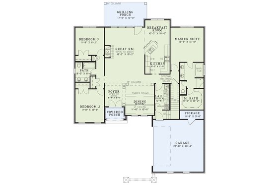 Floor Plan - Main Floor for European House Plan #17-2924 - 3 bed, 2 bath