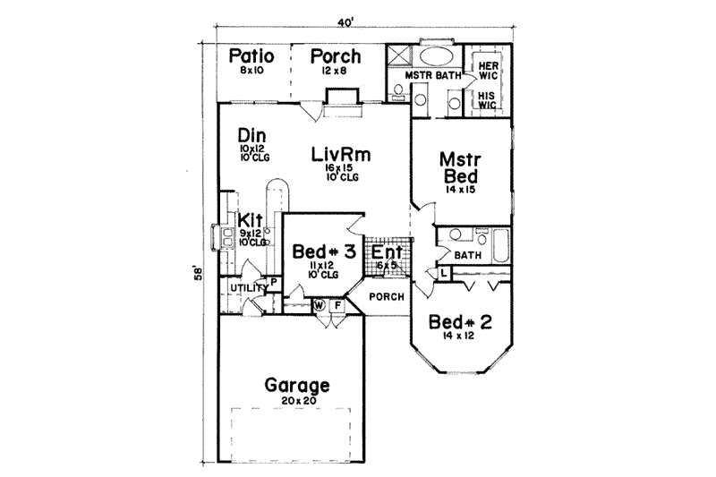 Dream House Plan - Floor Plan - Main Floor for Traditional House Plan #52-107 - 3 bed, 2 bath
