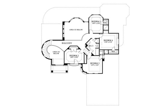 Floor Plan - Upper Floor for Mediterranean House Plan #80-184 - 5 bed, 3 bath