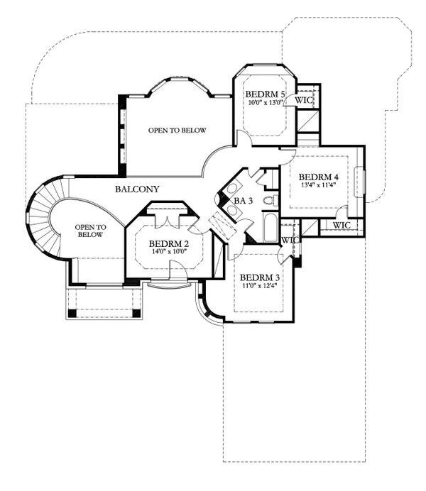 Architectural House Design - Mediterranean Floor Plan - Upper Floor Plan #80-184