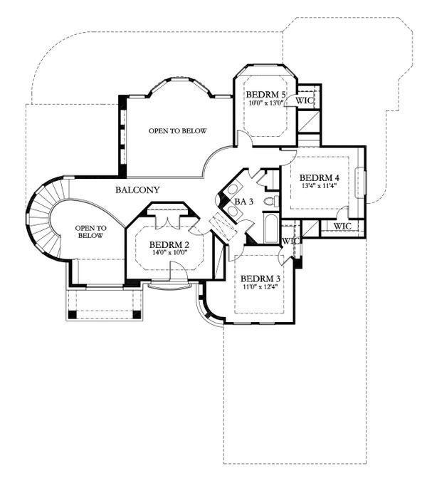 House Plan Design - Mediterranean Floor Plan - Upper Floor Plan #80-184