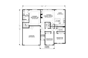 Floor Plan - Main Floor for Craftsman House Plan #53-468 - 3 bed, 2 bath