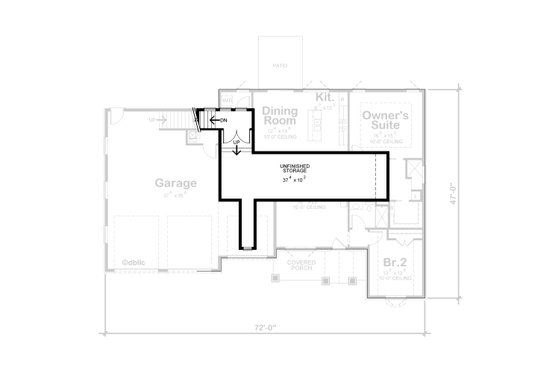 Floor Plan - Upper Floor for Craftsman House Plan #20-2576 - 2 bed, 2 bath