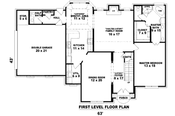 Floor Plan - Main Floor for European House Plan #81-13728 - 4 bed, 2.5 bath