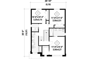 Floor Plan - Upper Floor 1 for Contemporary House Plan #25-4873 - 3 bed, 2 bath