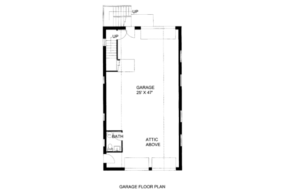 Floor Plan - Main Floor for Bungalow House Plan #117-660, 0.5 bath