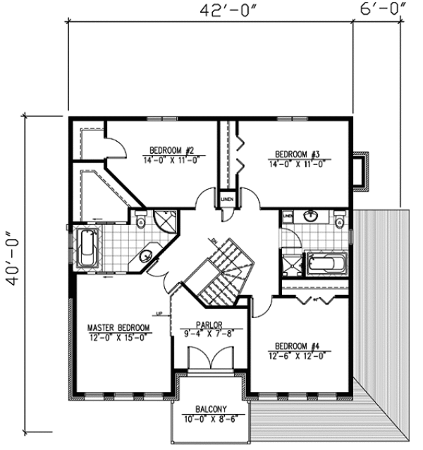 European Floor Plan - Upper Floor Plan #138-188