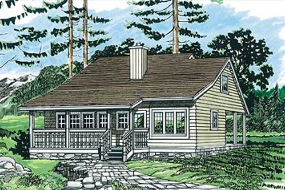 Exterior - Front Elevation for Ranch House Plan #47-360 - 3 bed, 1 bath