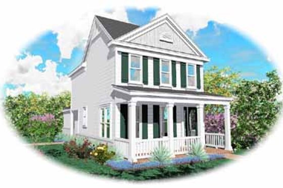 Exterior - Front Elevation for Country House Plan #81-105 - 2 bed, 2.5 bath