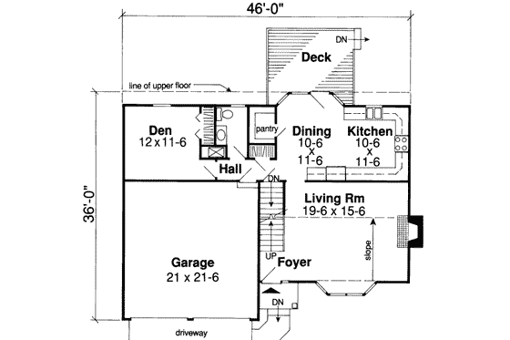 Floor Plan - Main Floor for Traditional House Plan #312-320 - 3 bed, 2.5 bath