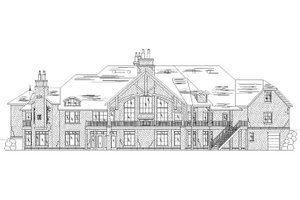 Exterior - Rear Elevation for European House Plan #5-449 - 6 bed, 7 bath