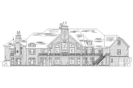 Exterior - Rear Elevation for European House Plan #5-449 - 6 bed, 7 bath