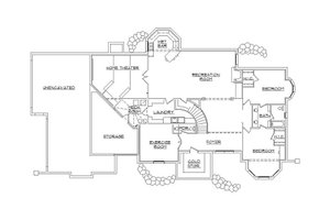 Floor Plan - Lower Floor for European House Plan #5-415 - 5 bed, 4 bath