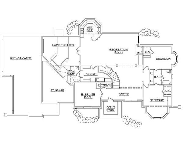 House Plan Design - European Floor Plan - Lower Floor Plan #5-415