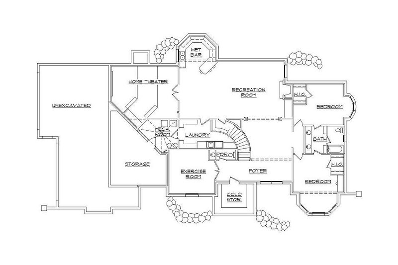 Architectural House Design - Floor Plan - Lower Floor for European House Plan #5-415 - 5 bed, 4 bath