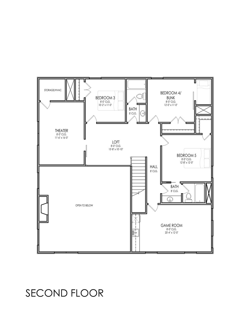 Floor Plan - Upper Floor for Farmhouse House Plan #1119-13 - 5 bed, 4 bath