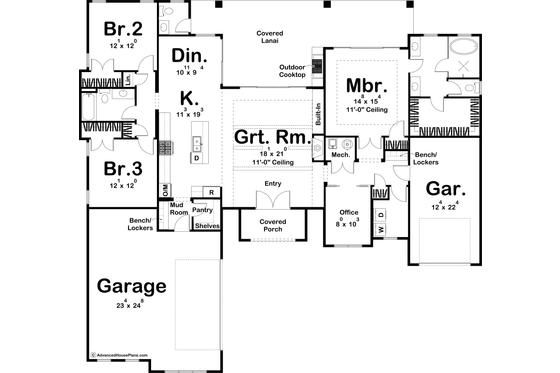 Floor Plan - Main Floor for Mediterranean House Plan #455-256 - 3 bed, 2.5 bath