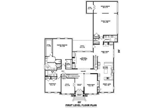 Floor Plan - Main Floor for Colonial House Plan #81-1643 - 5 bed, 4 bath