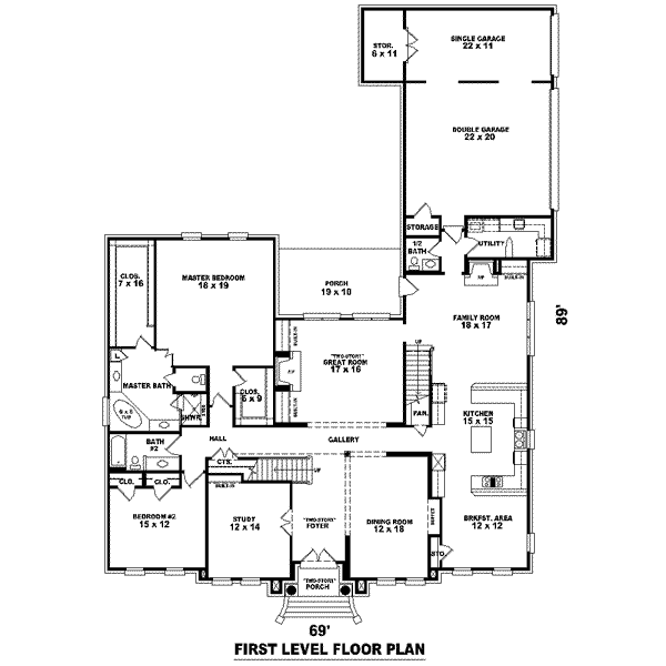 Colonial Floor Plan - Main Floor Plan #81-1643