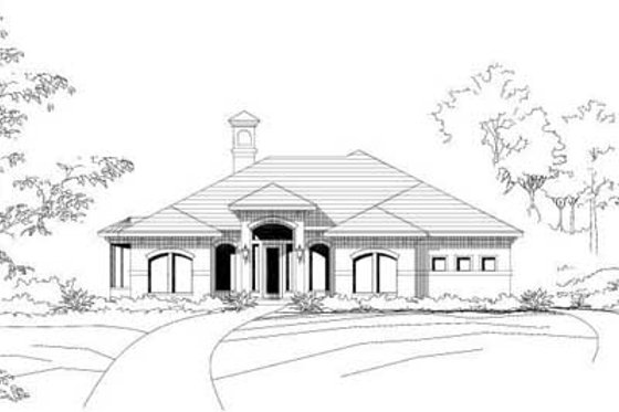 Exterior - Front Elevation for Mediterranean House Plan #411-184 - 3 bed, 2 bath