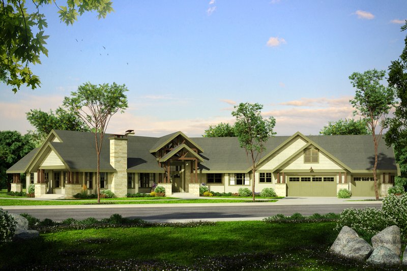 Dream House Plan - Craftsman Exterior - Front Elevation Plan #124-1014