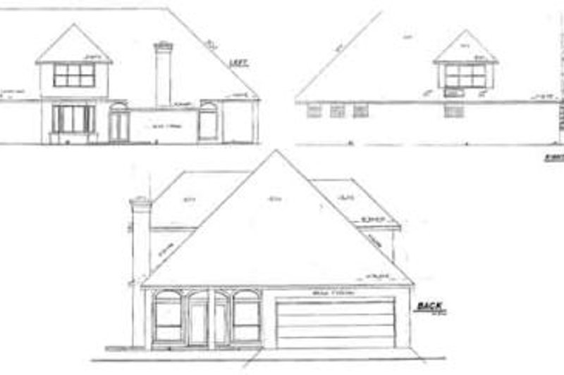 House Blueprint - Exterior - Rear Elevation for European House Plan #52-163 - 3 bed, 2.5 bath