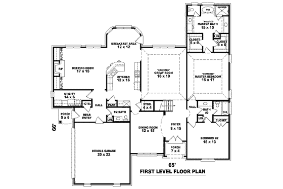 Floor Plan - Main Floor for European House Plan #81-1262 - 4 bed, 3.5 bath
