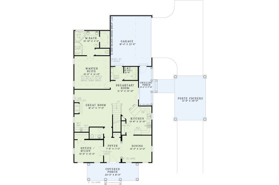 Floor Plan - Main Floor for Country House Plan #17-2868 - 3 bed, 2.5 bath