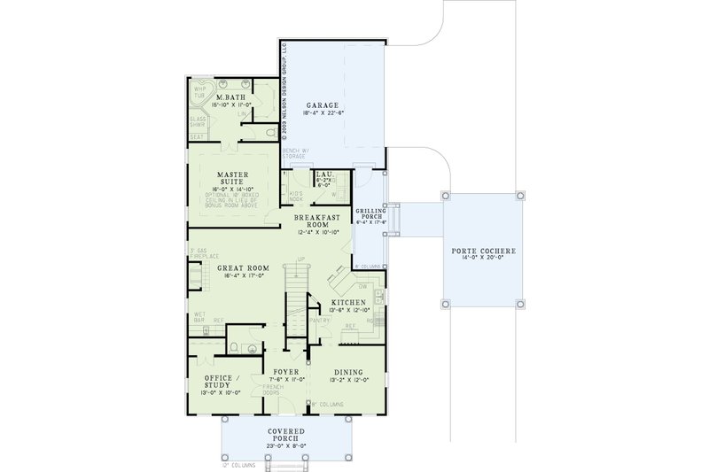 Dream House Plan - Floor Plan - Main Floor for Country House Plan #17-2868 - 3 bed, 2.5 bath