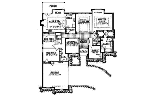 Floor Plan - Main Floor for European House Plan #40-138 - 4 bed, 3 bath