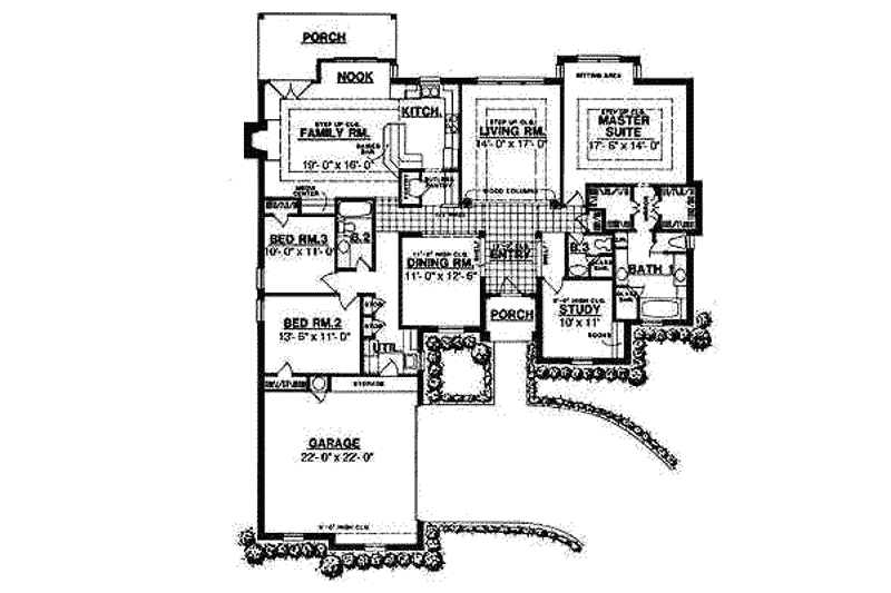 House Plan Design - Floor Plan - Main Floor for European House Plan #40-138 - 4 bed, 3 bath