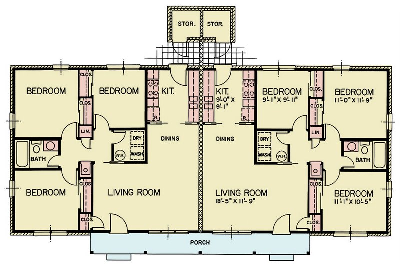 House Blueprint - Floor Plan - Main Floor for Bungalow House Plan #54-657 - 6 bed, 2 bath