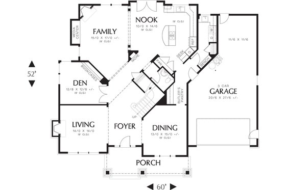 Floor Plan - Main Floor for Craftsman House Plan #48-611 - 4 bed, 2.5 bath