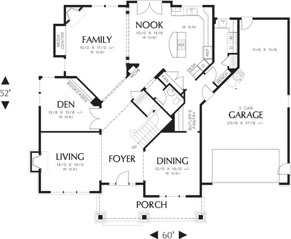 House Plan Design - Craftsman Floor Plan - Main Floor Plan #48-611
