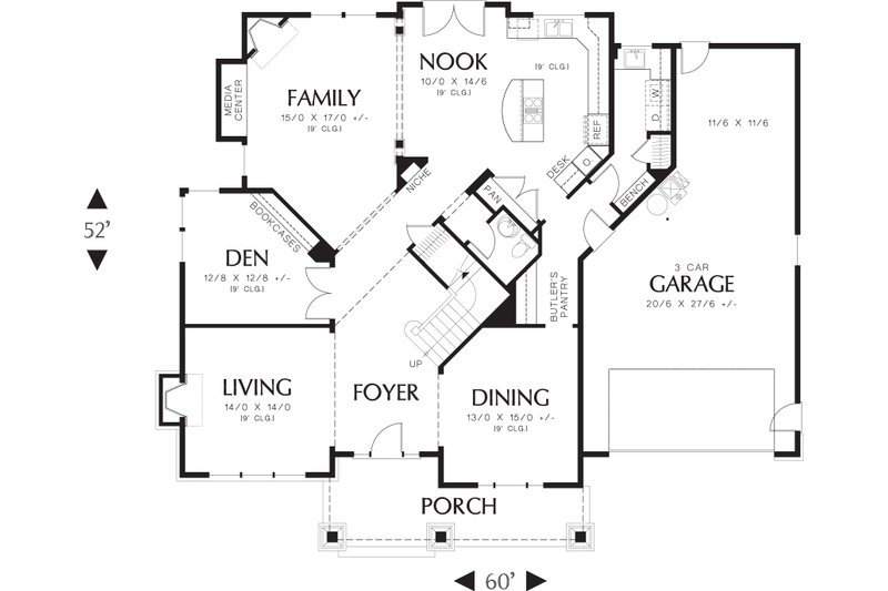 Home Plan - Floor Plan - Main Floor for Craftsman House Plan #48-611 - 4 bed, 2.5 bath