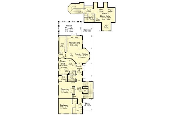 Floor Plan - Upper Floor for Southern House Plan #930-407 - 5 bed, 5.5 bath