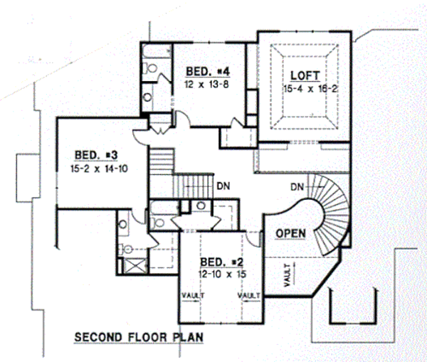 Traditional Floor Plan - Upper Floor Plan #67-461