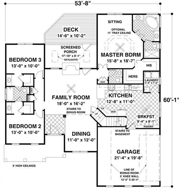 Craftsman Floor Plan - Main Floor Plan #56-633