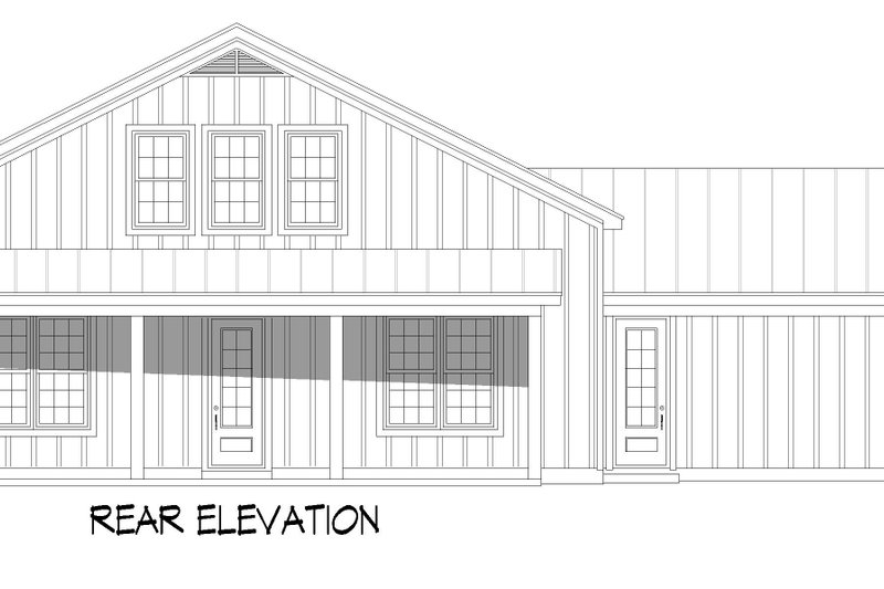 House Design - Exterior - Rear Elevation 1 for Farmhouse House Plan #932-1195 - 3 bed, 3.5 bath