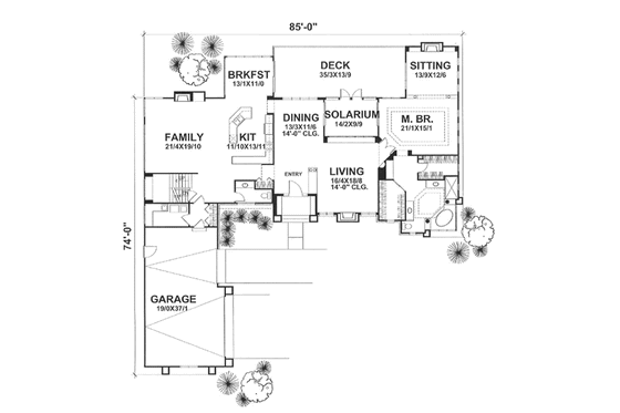 Floor Plan - Main Floor for Mediterranean House Plan #50-113 - 3 bed, 1 bath