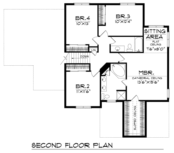 Traditional Floor Plan - Upper Floor Plan #70-368